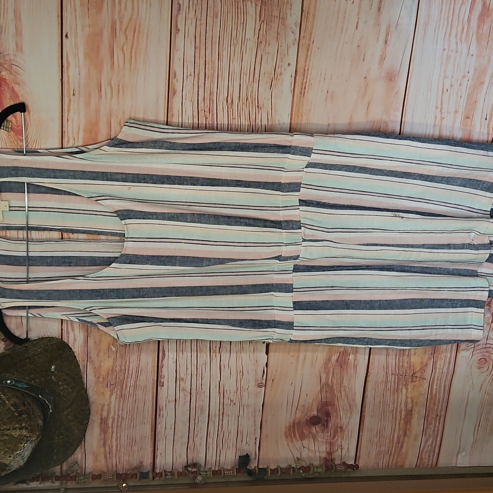 "Cloth & Stone" Multicolor Striped Sleeveless Shift Dress! Sz LARGE